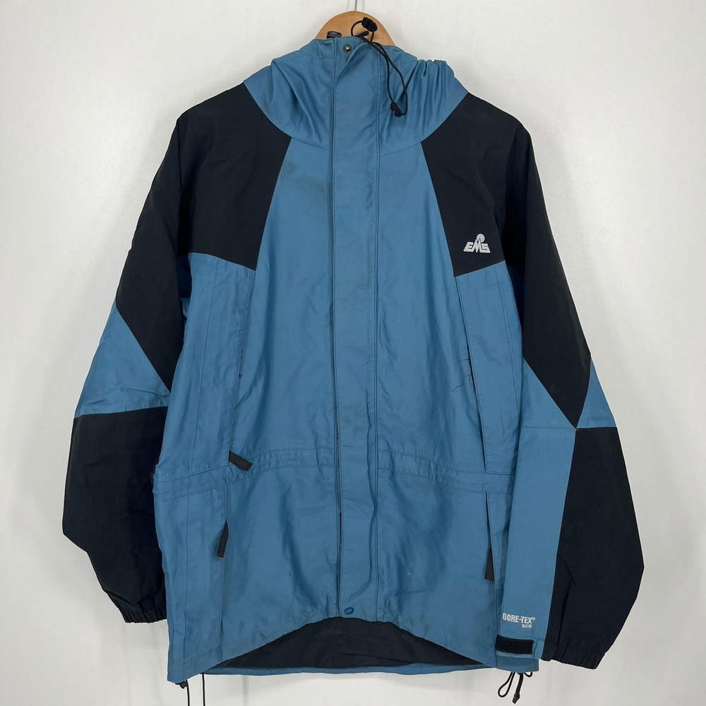 EMS Eastern Mountain Sports Gore-Tex XCR Jacket Mens Medium Blue Black Vtg 90s